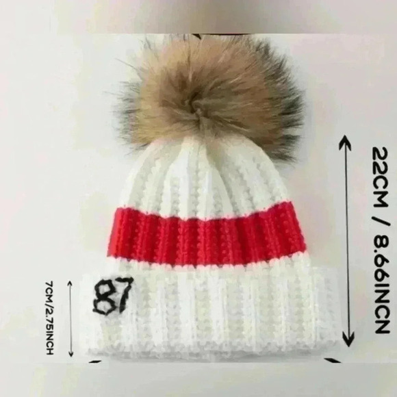 COPY - NWOT Taylor Swift Crochet Kansas City Beanie with Faux Fur Pom Pom ❤️ - Picture 1 of 1